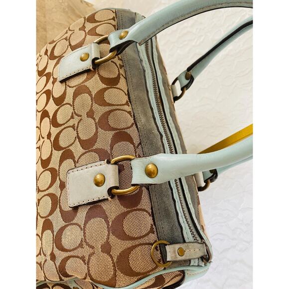 COACH 7064 brown and blue Boston satchel bag - Picture 10 of 14